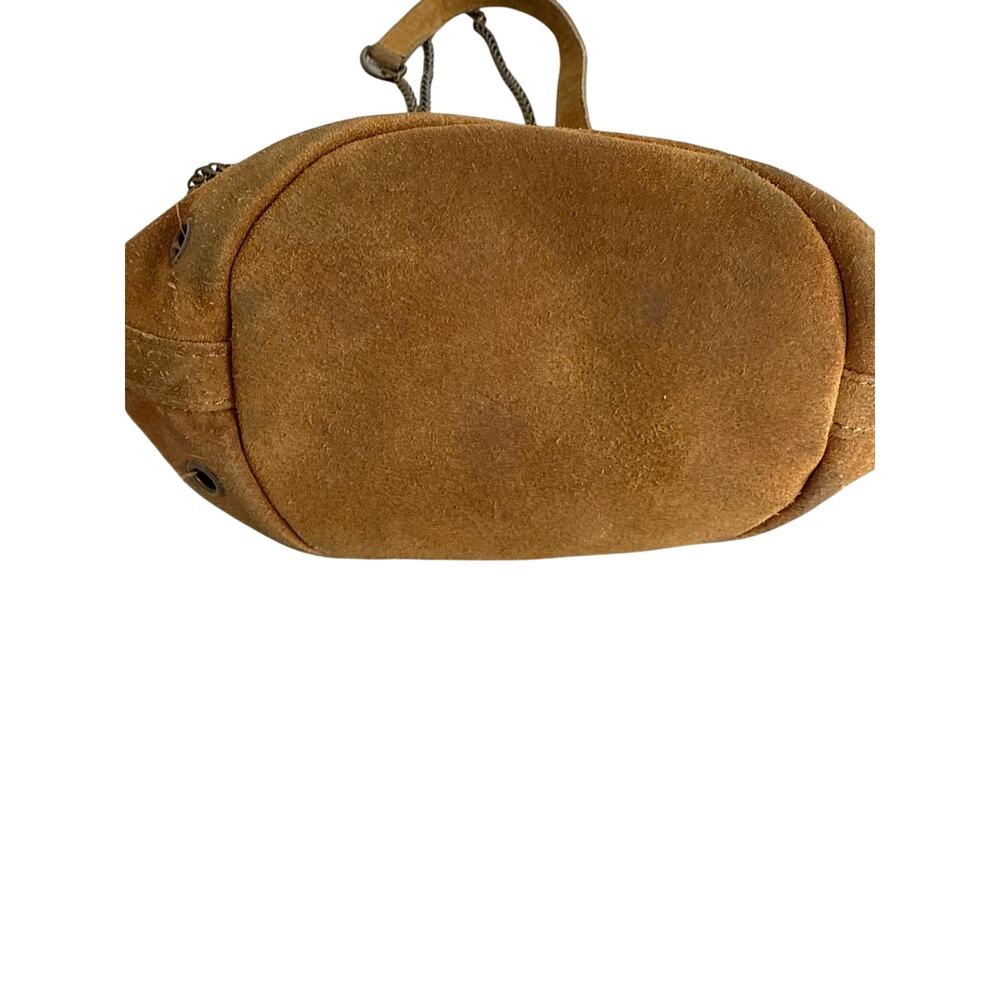 Vintage Karl Marc John Camel Suede Grommet Chain Shoulder French Boho Purse - Picture 4 of 11